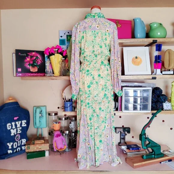 LOFT Maxi Dress Epitome of Spring Colorful Garden Size M Viscose - Picture 3 of 8